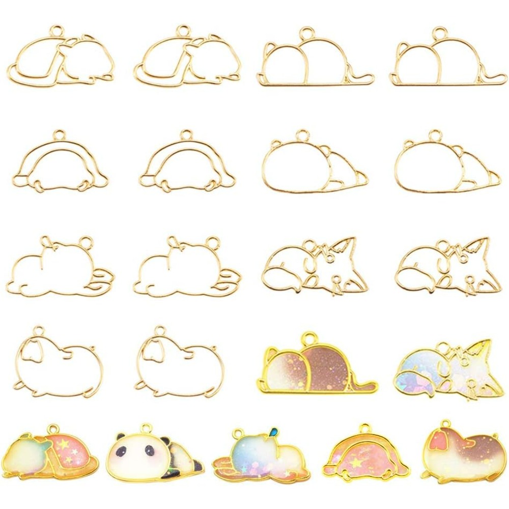 Jewelry Making Loops - 14pcs Hibernator Theme Open Bezel Charms