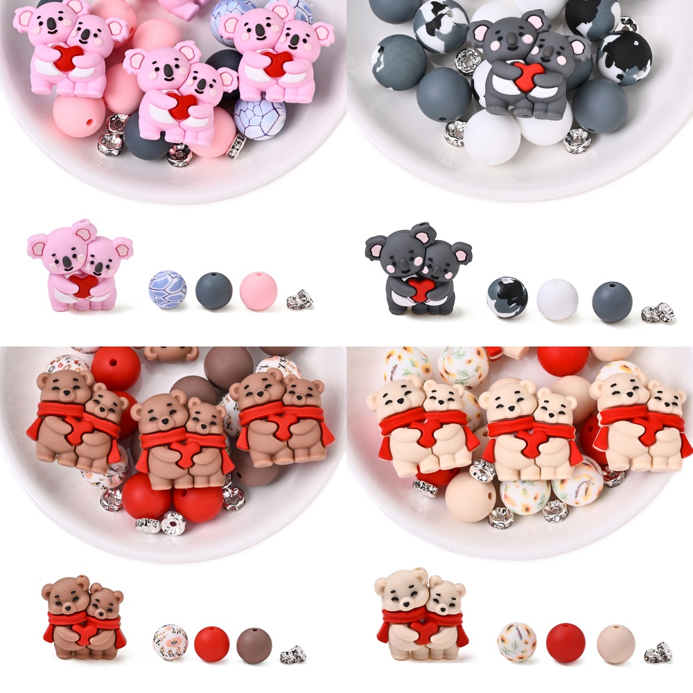 Jewelry Making For Dummies - 15/75Pcs Animals Silicone Beads Set Cute