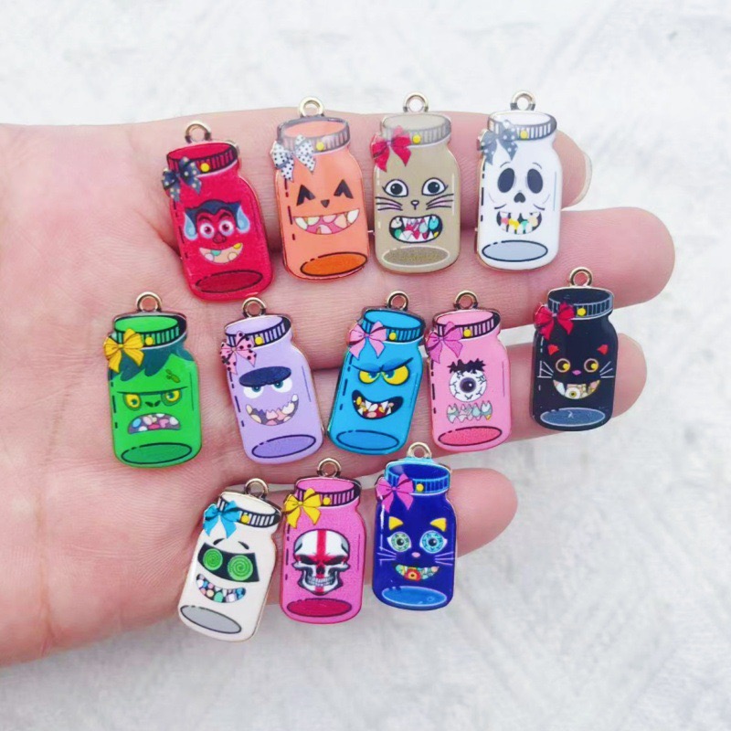 Jewelry Making Birthday Party - 12pcs alloy printed bottle pendant, DIY