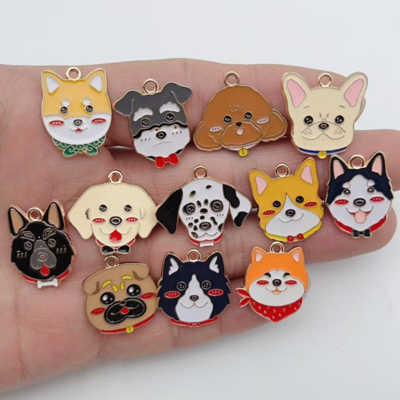 Jewelry Making Birthday Party - 12pcs cartoon pet spotted dog alloy