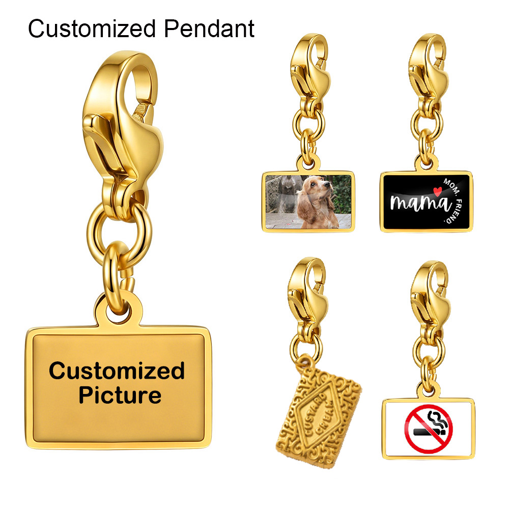 Making Custom Jewelry - Fashion Square Customized Pendant Charm Image