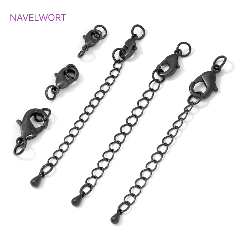 Jewelry Making Ideas - Black Color Brass Lobster Clasp&Extender Chain,Clasp