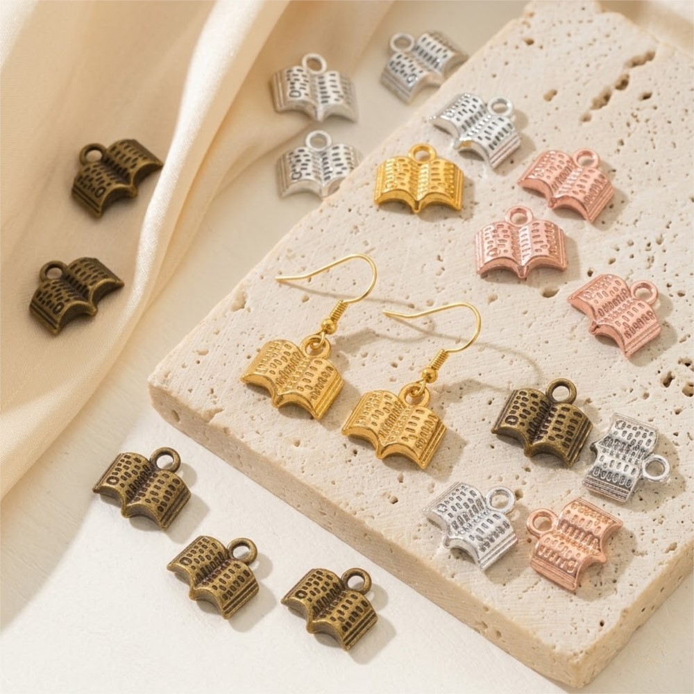 10/20/100pcs Charms Open Book  - Jewelry Making Books ulasan dan harga
