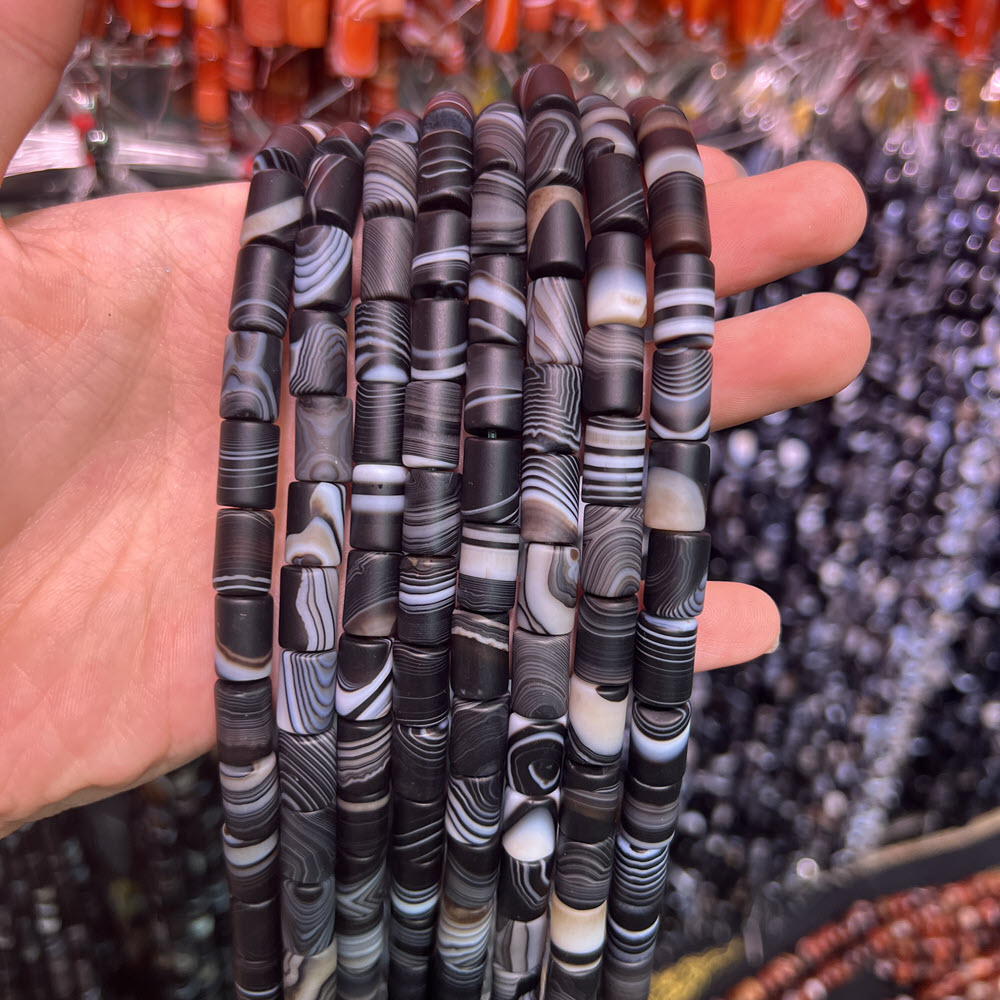 Natural Stone Black Agate Ston - Jewelry Making Store ulasan dan harga