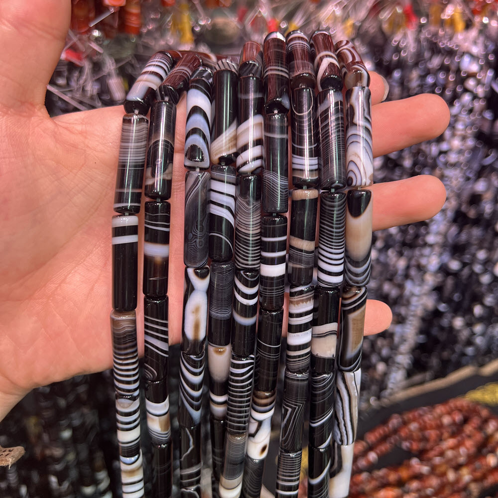 Natural Stone Black Agate Ston - Jewelry Making Store ulasan dan harga