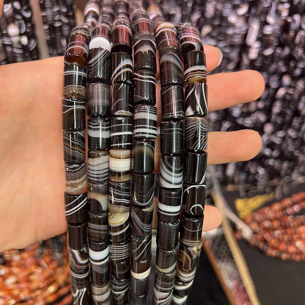 Natural Stone Black Agate Ston - Jewelry Making Store ulasan dan harga