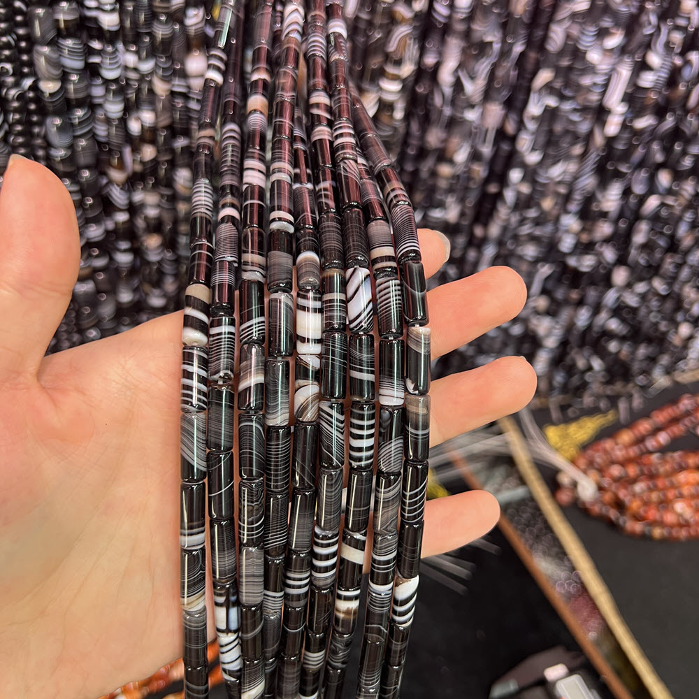Natural Stone Black Agate Ston - Jewelry Making Store ulasan dan harga