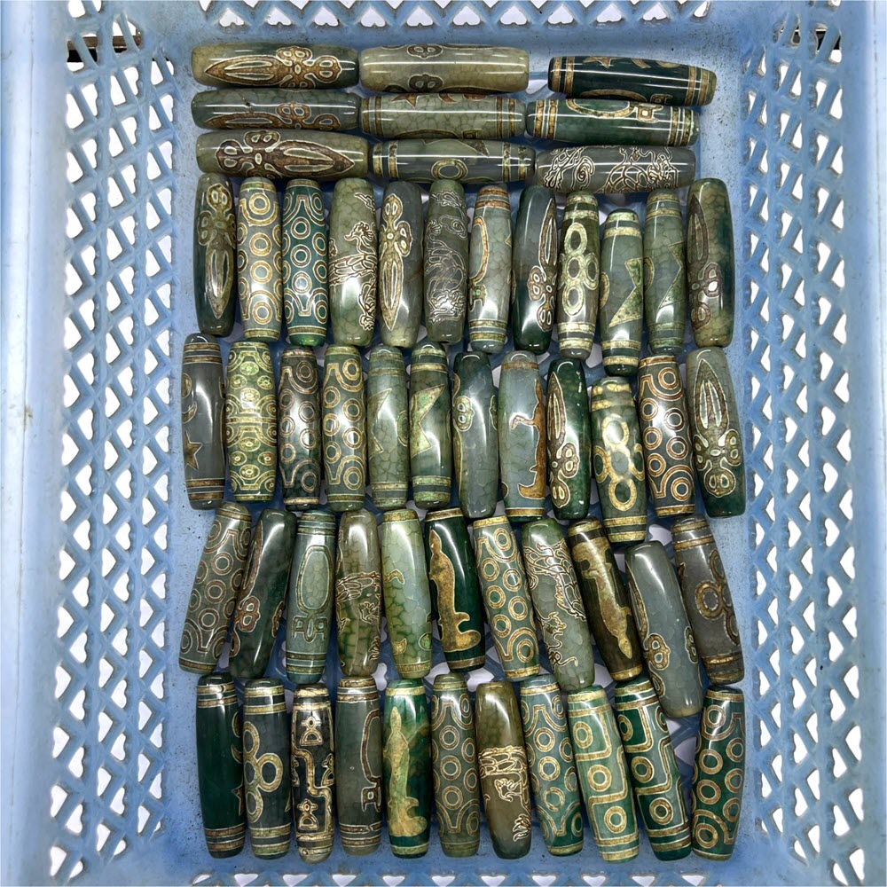 60mm Green Tibentan Dzi Beads  - Jewelry Making Store ulasan dan harga