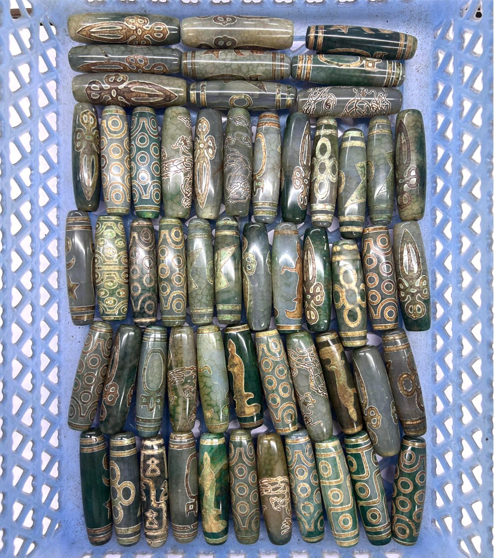 60mm Green Tibentan Dzi Beads  - Jewelry Making Store ulasan dan harga