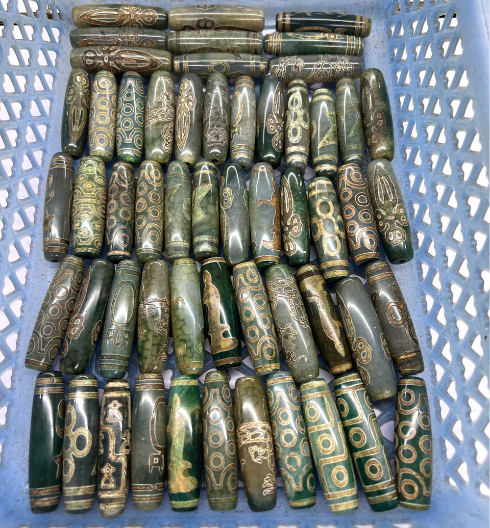 60mm Green Tibentan Dzi Beads  - Jewelry Making Store ulasan dan harga