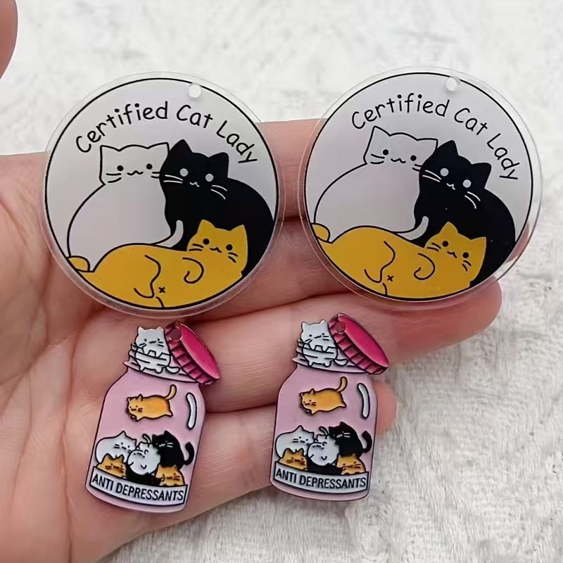 10pcs acrylic cute cat pendant - Jewelry Making Birthday Party ulasan dan harga