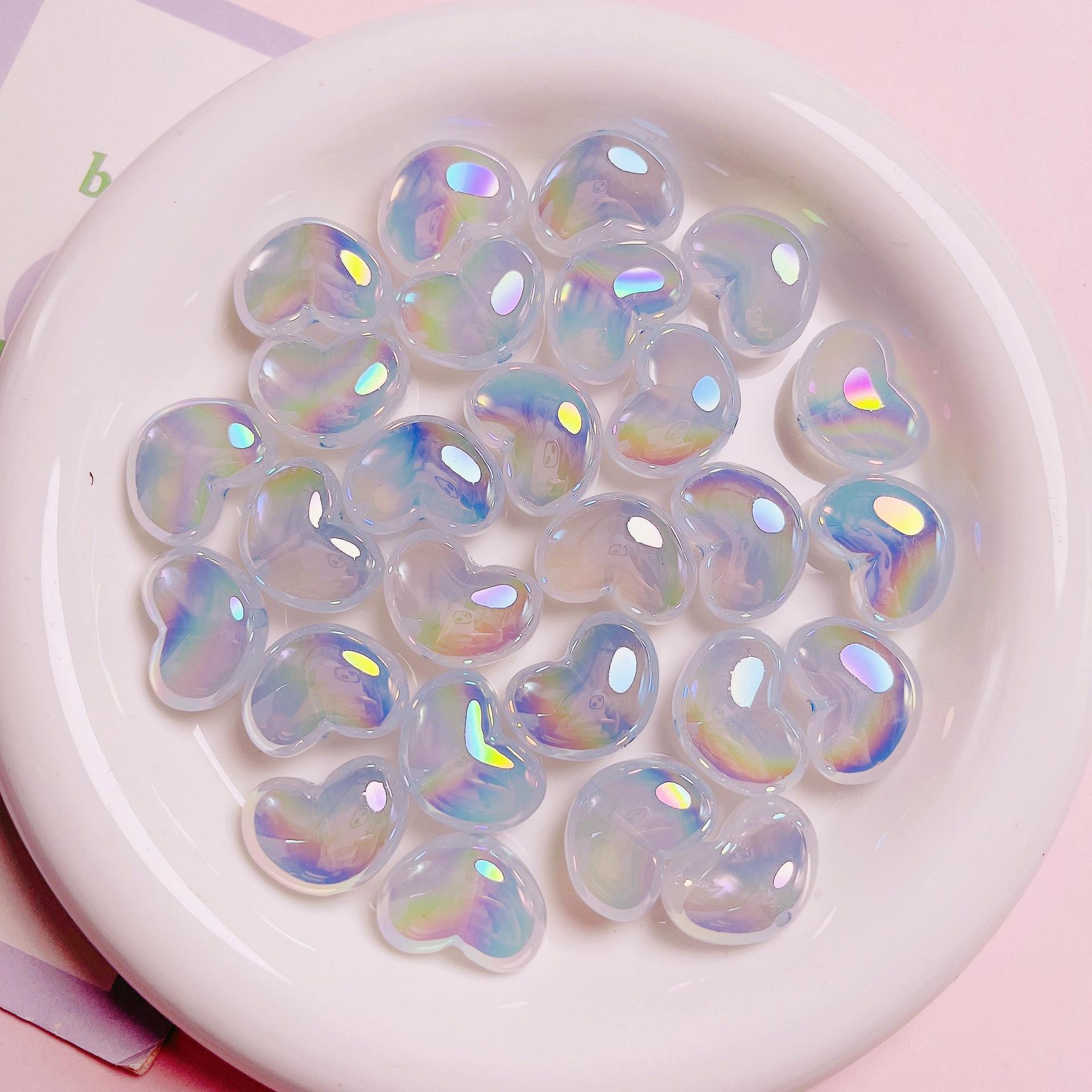 10Pcs Heart Transparent Glitte - Jewelry Making Ideas With Beads ulasan dan harga