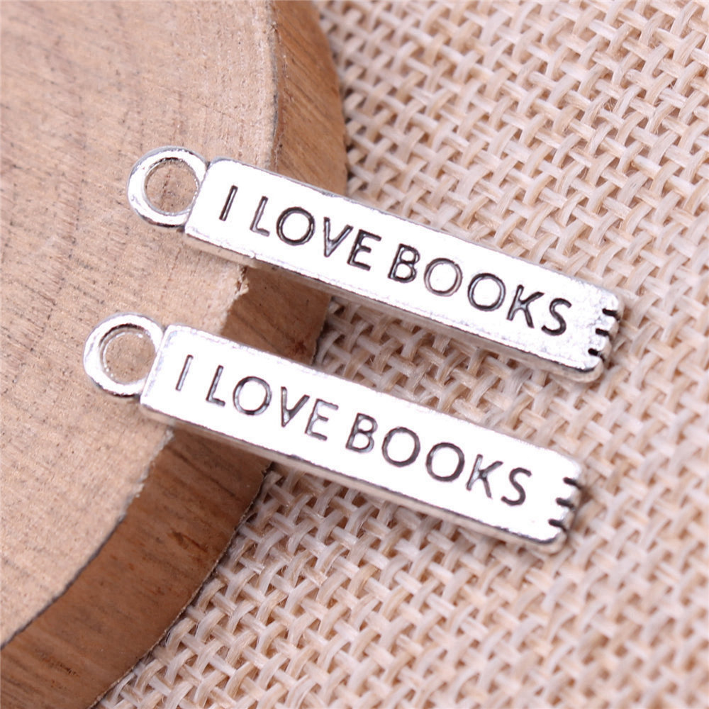20pcs/lot I Love Books Charms  - Jewelry Making Books ulasan dan harga