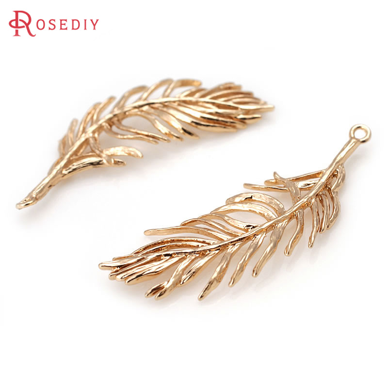 18K Gold Color Brass Feather S - Jewelry Making Store ulasan dan harga