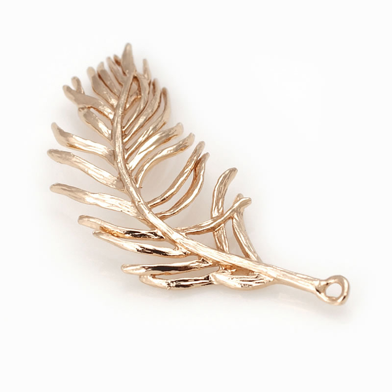 18K Gold Color Brass Feather S - Jewelry Making Store ulasan dan harga
