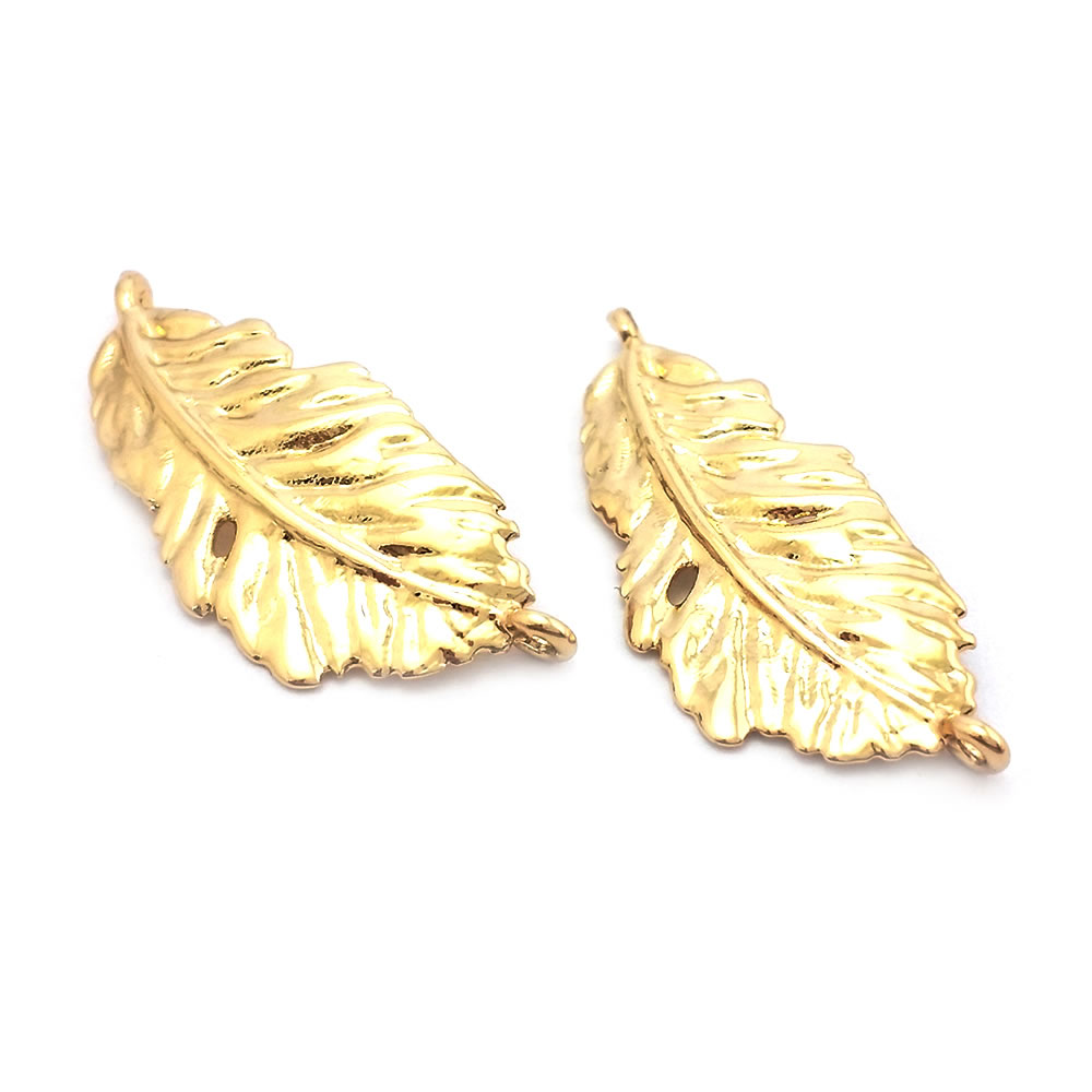 18K Gold Color Brass Feather S - Jewelry Making Store ulasan dan harga