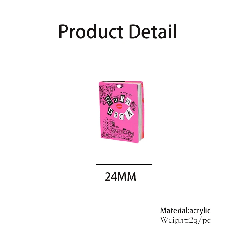 Pink Burn Book Acrylic Pendant - Jewelry Making Books ulasan dan harga