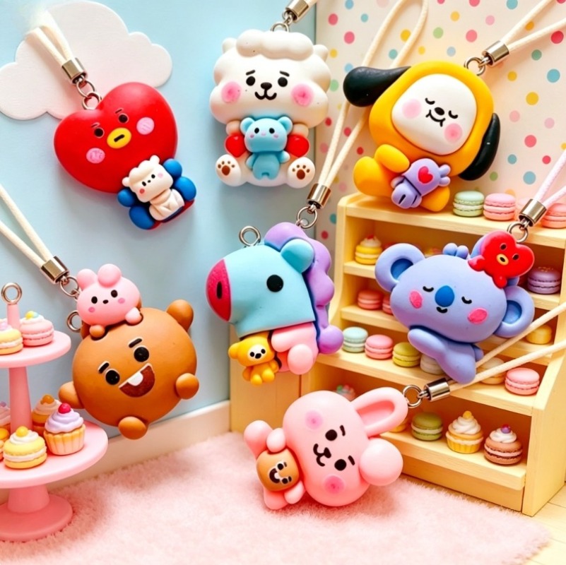 7pcs BT21 Resin Cartoon Charm  - Jewelry Making Ideas ulasan dan harga