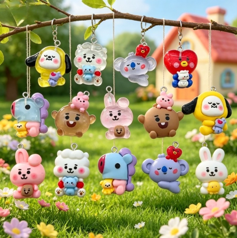 7pcs BT21 Resin Cartoon Charm  - Jewelry Making Ideas ulasan dan harga