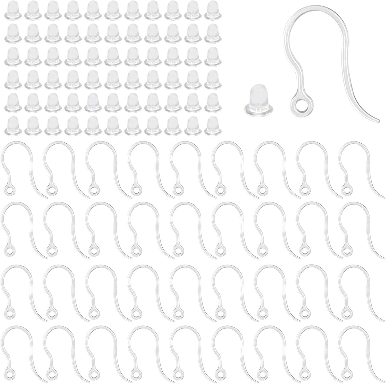 40pcs Clear Plastic Earring Ho - Jewelry Making Loops ulasan dan harga