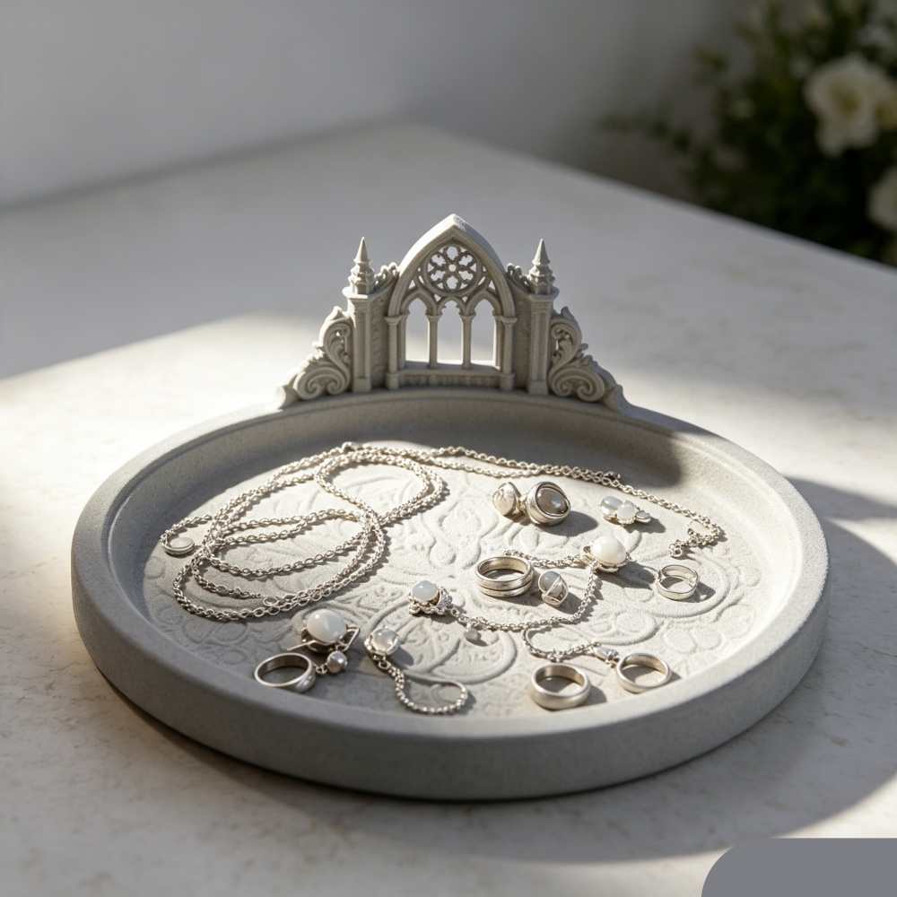 3D Printed White Gothic Cathed - Jewelry Making Desk ulasan dan harga