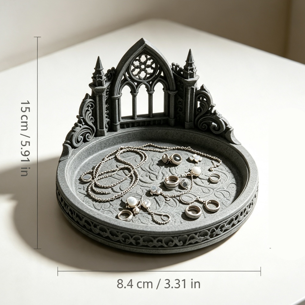 3D Printed White Gothic Cathed - Jewelry Making Desk ulasan dan harga